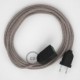 Alargador eléctrico con cable textil RD51 Algodón y Lino Natural Stripes Rosa Viejo 2P 10A Made in Italy.