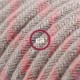 Alargador eléctrico con cable textil RD51 Algodón y Lino Natural Stripes Rosa Viejo 2P 10A Made in Italy.