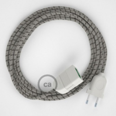 Alargador eléctrico con cable textil RD53 Algodón y Lino Natural Stripes Corteza 2P 10A Made in Italy.