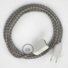 Alargador eléctrico con cable textil RD53 Algodón y Lino Natural Stripes Corteza 2P 10A Made in Italy.