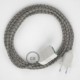 Alargador eléctrico con cable textil RD53 Algodón y Lino Natural Stripes Corteza 2P 10A Made in Italy.