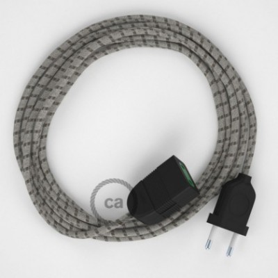 Alargador eléctrico con cable textil RD53 Algodón y Lino Natural Stripes Corteza 2P 10A Made in Italy.