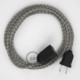Alargador eléctrico con cable textil RD53 Algodón y Lino Natural Stripes Corteza 2P 10A Made in Italy.