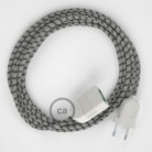 Alargador eléctrico con cable textil RD54 Algodón y Lino Natural Stripes Antracita 2P 10A Made in Italy.