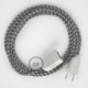 Alargador eléctrico con cable textil RD54 Algodón y Lino Natural Stripes Antracita 2P 10A Made in Italy.