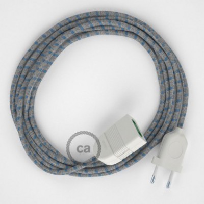 Alargador eléctrico con cable textil RD55 Algodón y Lino Natural Stripes Azul Steward 2P 10A Made in Italy.