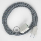 Alargador eléctrico con cable textil RD55 Algodón y Lino Natural Stripes Azul Steward 2P 10A Made in Italy.