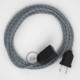 Alargador eléctrico con cable textil RD55 Algodón y Lino Natural Stripes Azul Steward 2P 10A Made in Italy.