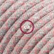 Alargador eléctrico con cable textil RD61 Algodón y Lino Natural Rombo Rosa Viejo 2P 10A Made in Italy.