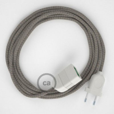 Alargador eléctrico con cable textil RD62 Algodón y Lino Natural Rombo Verde Tomillo 2P 10A Made in Italy.