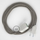 Alargador eléctrico con cable textil RD62 Algodón y Lino Natural Rombo Verde Tomillo 2P 10A Made in Italy.