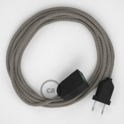 Alargador eléctrico con cable textil RD62 Algodón y Lino Natural Rombo Verde Tomillo 2P 10A Made in Italy.