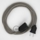 Alargador eléctrico con cable textil RD62 Algodón y Lino Natural Rombo Verde Tomillo 2P 10A Made in Italy.