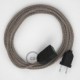 Alargador eléctrico con cable textil RD63 Algodón y Lino Natural Rombo Corteza 2P 10A Made in Italy.