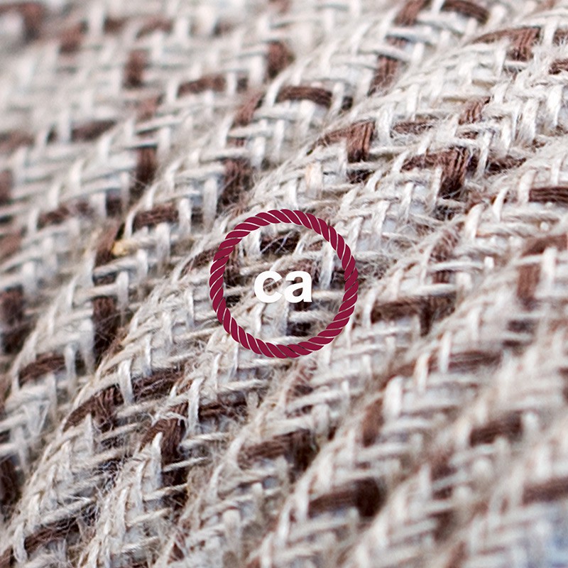 Alargador eléctrico con cable textil RD63 Algodón y Lino Natural Rombo Corteza 2P 10A Made in Italy.