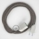 Alargador eléctrico con cable textil RD64 Algodón y Lino Natural Rombo Antracita 2P 10A Made in Italy.