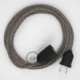 Alargador eléctrico con cable textil RD64 Algodón y Lino Natural Rombo Antracita 2P 10A Made in Italy.