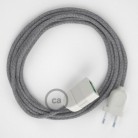 Alargador eléctrico con cable textil RD65 Algodón y Lino Natural Rombo Azul Steward 2P 10A Made in Italy.