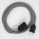Alargador eléctrico con cable textil RD65 Algodón y Lino Natural Rombo Azul Steward 2P 10A Made in Italy.