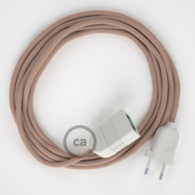 Alargador eléctrico con cable textil RD71 Algodón y Lino Natural ZigZag Rosa Viejo 2P 10A Made in Italy.