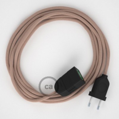 Alargador eléctrico con cable textil RD71 Algodón y Lino Natural ZigZag Rosa Viejo 2P 10A Made in Italy.