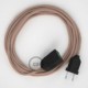 Alargador eléctrico con cable textil RD71 Algodón y Lino Natural ZigZag Rosa Viejo 2P 10A Made in Italy.