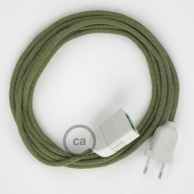 Alargador eléctrico con cable textil RD72 Algodón y Lino Natural ZigZag Verde Tomillo 2P 10A Made in Italy.