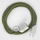 Alargador eléctrico con cable textil RD72 Algodón y Lino Natural ZigZag Verde Tomillo 2P 10A Made in Italy.