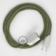 Alargador eléctrico con cable textil RD72 Algodón y Lino Natural ZigZag Verde Tomillo 2P 10A Made in Italy.
