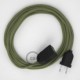 Alargador eléctrico con cable textil RD72 Algodón y Lino Natural ZigZag Verde Tomillo 2P 10A Made in Italy.
