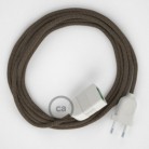 Alargador eléctrico con cable textil RD73 Algodón y Lino Natural ZigZag Corteza 2P 10A Made in Italy.