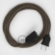 Alargador eléctrico con cable textil RD73 Algodón y Lino Natural ZigZag Corteza 2P 10A Made in Italy.