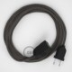 Alargador eléctrico con cable textil RD74 Algodón y Lino Natural ZigZag Antracita 2P 10A Made in Italy.