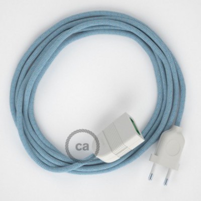 Alargador eléctrico con cable textil RD75 Algodón y Lino Natural ZigZag Azul Steward 2P 10A Made in Italy.