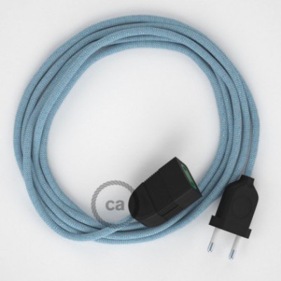 Alargador eléctrico con cable textil RD75 Algodón y Lino Natural ZigZag Azul Steward 2P 10A Made in Italy.