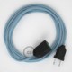 Alargador eléctrico con cable textil RD75 Algodón y Lino Natural ZigZag Azul Steward 2P 10A Made in Italy.