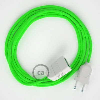 Alargador eléctrico con cable textil RF06 Efecto Seda Verde Flùo 2P 10A Made in Italy.
