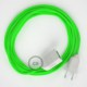 Alargador eléctrico con cable textil RF06 Efecto Seda Verde Flùo 2P 10A Made in Italy.