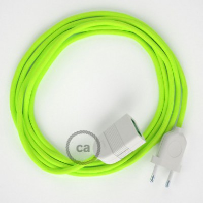 Alargador eléctrico con cable textil RF10 Efecto Seda Amarillo Flúo 2P 10A Made in Italy.