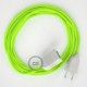 Alargador eléctrico con cable textil RF10 Efecto Seda Amarillo Flúo 2P 10A Made in Italy.