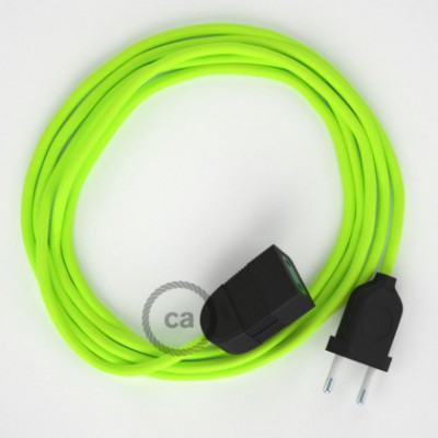 Alargador eléctrico con cable textil RF10 Efecto Seda Amarillo Flúo 2P 10A Made in Italy.