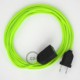 Alargador eléctrico con cable textil RF10 Efecto Seda Amarillo Flúo 2P 10A Made in Italy.