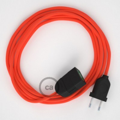 Alargador eléctrico con cable textil RF15 Efecto Seda Naranja Flùo 2P 10A Made in Italy.