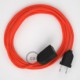 Alargador eléctrico con cable textil RF15 Efecto Seda Naranja Flùo 2P 10A Made in Italy.
