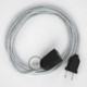 Alargador eléctrico con cable textil RL01 Efecto Seda Glitter Blanco 2P 10A Made in Italy.