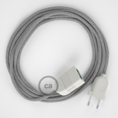Alargador eléctrico con cable textil RL02 Efecto Seda Glitter Plateado 2P 10A Made in Italy.