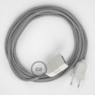 Alargador eléctrico con cable textil RL02 Efecto Seda Glitter Plateado 2P 10A Made in Italy.