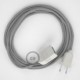 Alargador eléctrico con cable textil RL02 Efecto Seda Glitter Plateado 2P 10A Made in Italy.