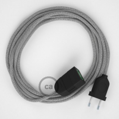 Alargador eléctrico con cable textil RL02 Efecto Seda Glitter Plateado 2P 10A Made in Italy.