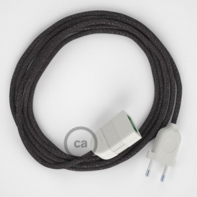 Alargador eléctrico con cable textil RL03 Efecto Seda Glitter Gris 2P 10A Made in Italy.